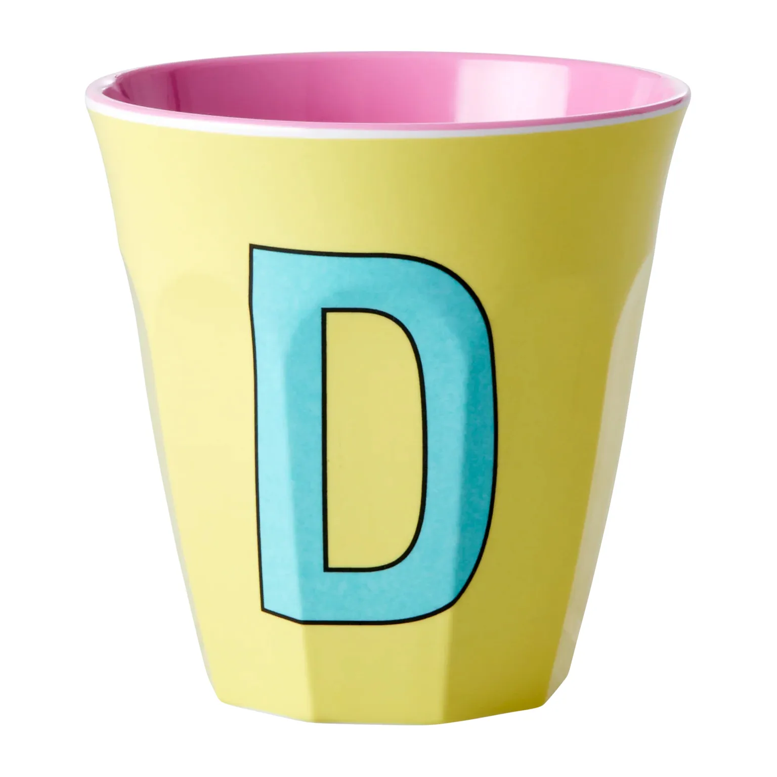 Rice melaminkopp medium bokstav D 30 cl, Yellow RICE