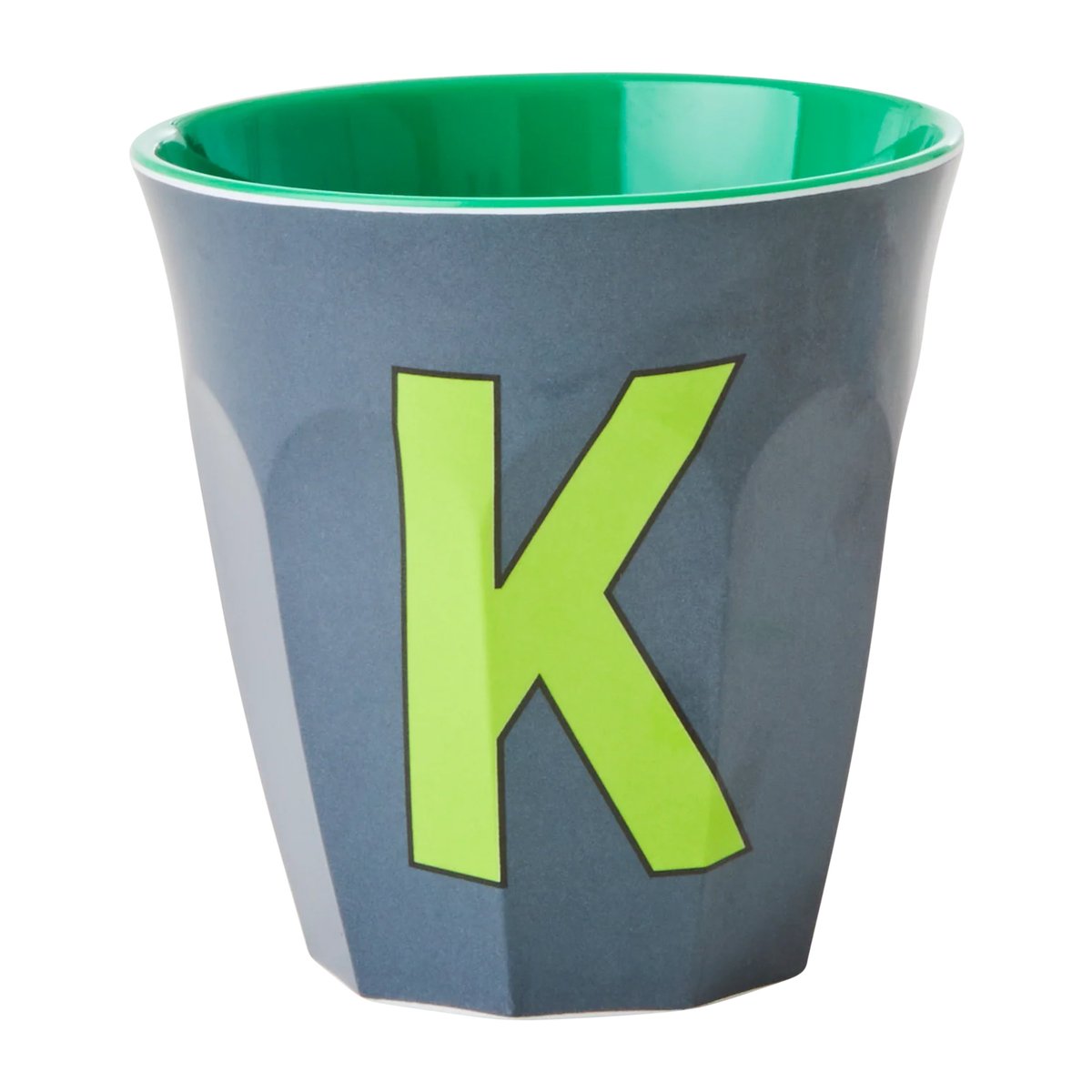 Rice melaminkopp medium bokstav K 30 cl Dark grey | Skandinavisk Design | Kaffekopper | Blå