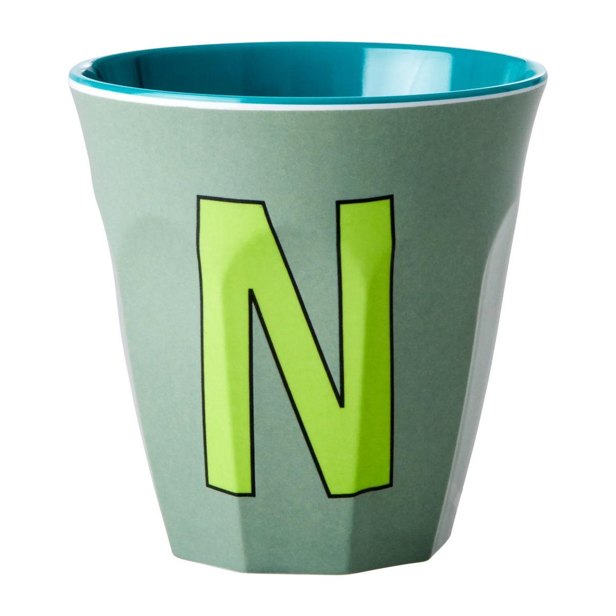 Rice melaminkopp medium bokstav N 30 cl Khaki | Skandinavisk Design | Kaffekopper | Blå