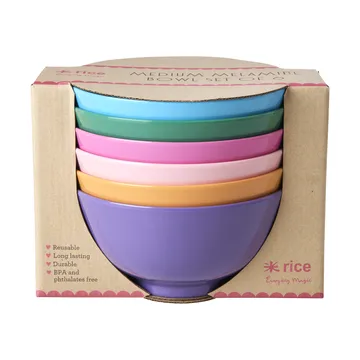 Rice melaminskål medium Ø 15 cm 6 deler - Multi - RICE