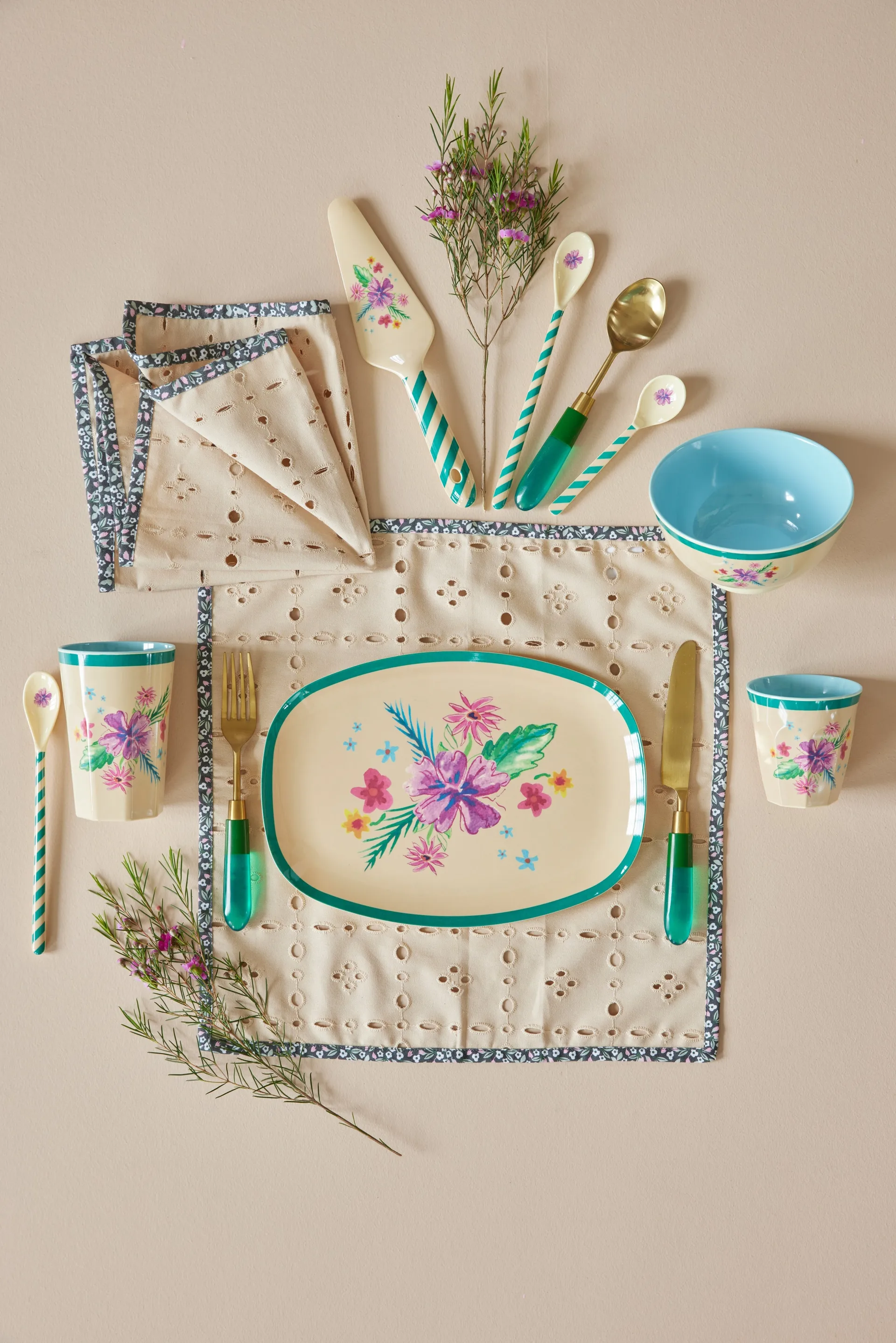 Rice melamintallerken 22x30 cm, Arda bloom RICE