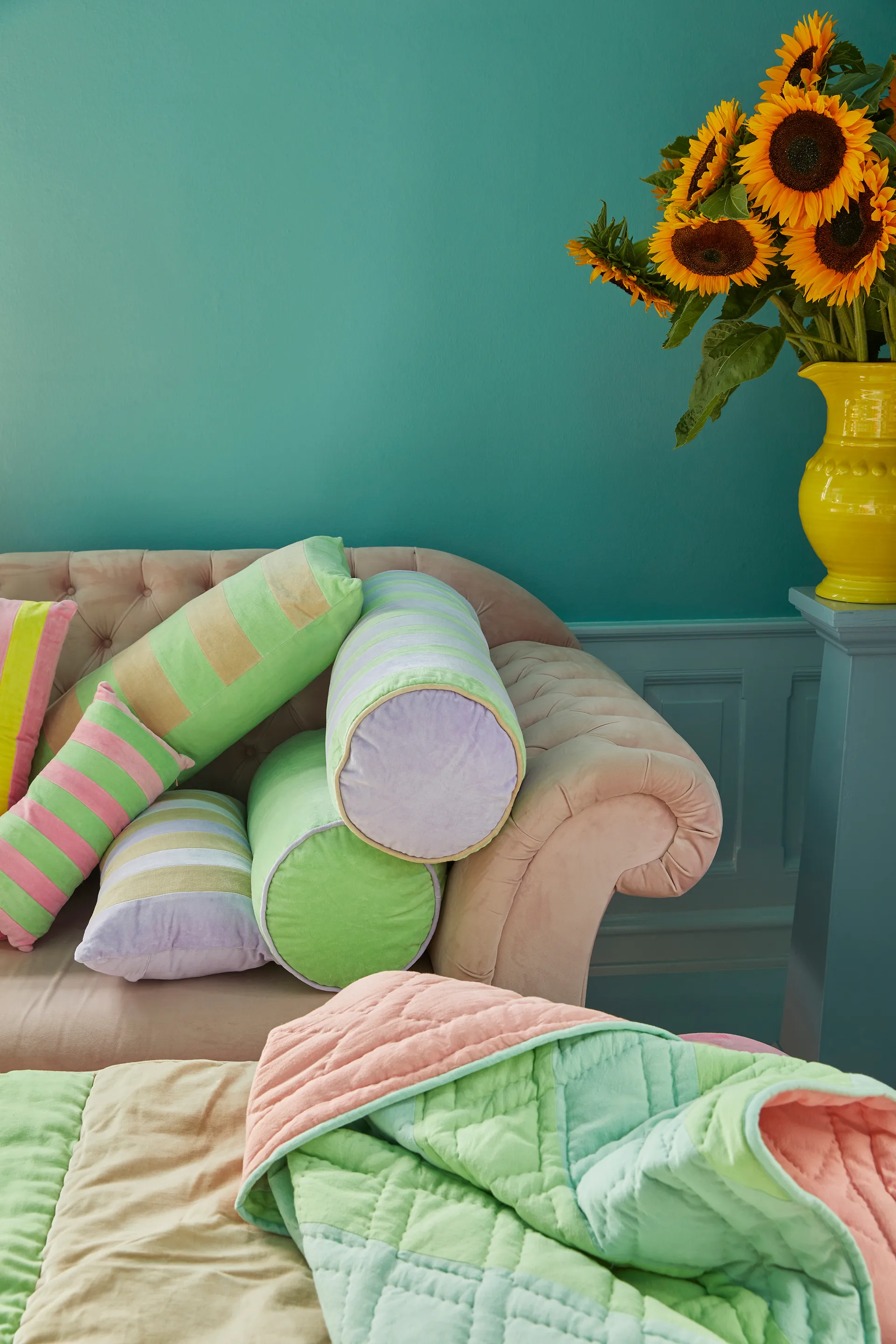 Rice pute 40 x 80 cm, Neon green-beige RICE