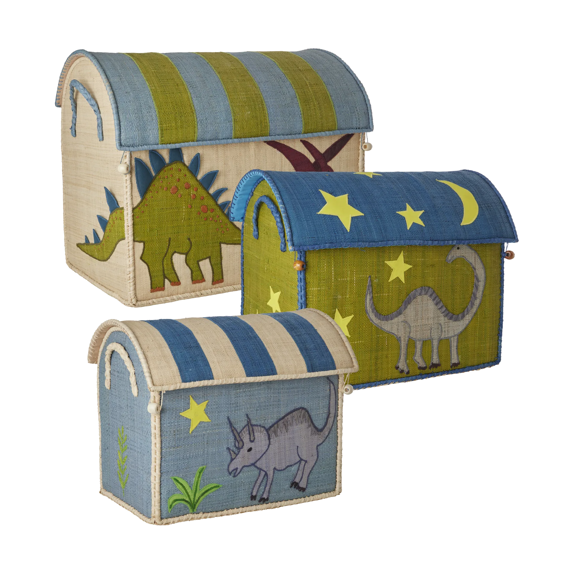 Rice raffia oppbevaringskurv 3 deler, New Dinosaur Theme RICE