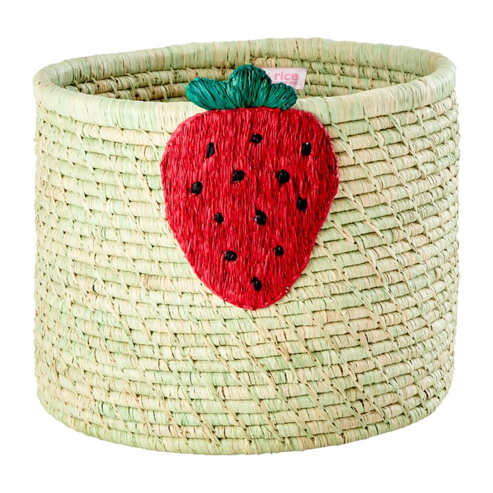 Rice raffia oppbevaringskurv Ø 35 cm - Strawberry embroidery - RICE
