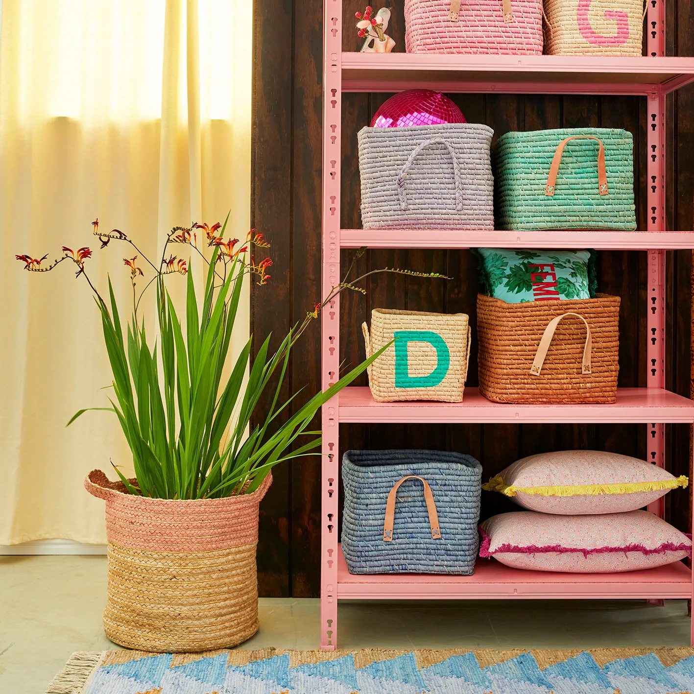 Rice raffia oppbevaringskurv, Brun RICE