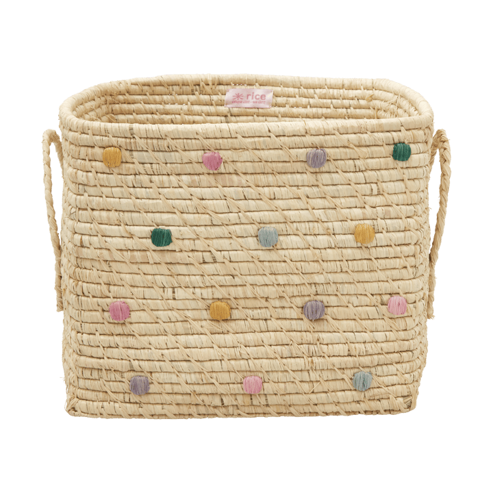 Rice raffia oppbevaringskurv prikkete, Dove Blue RICE