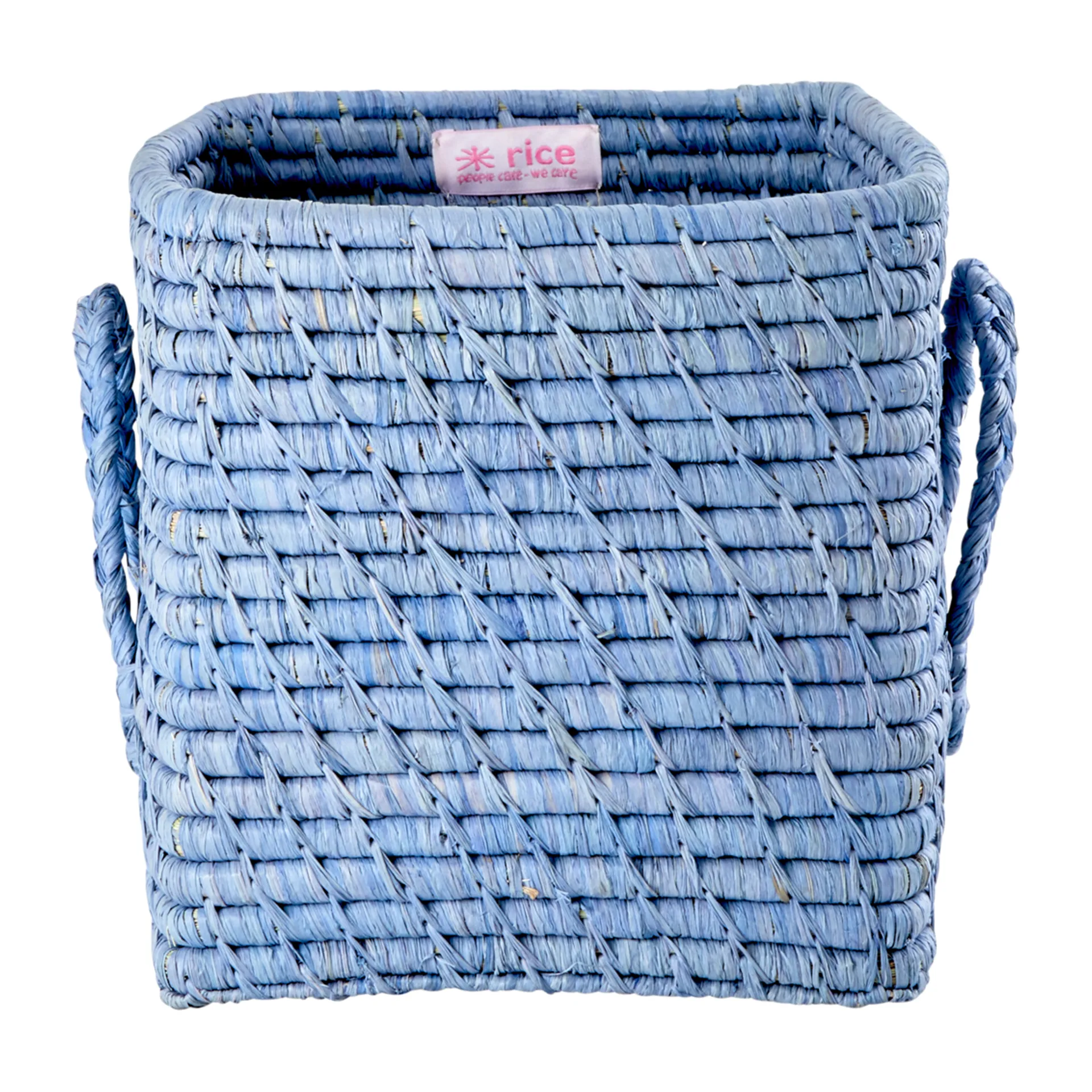 Rice raffiakurv med håndtak 20 x 20 cm, Blue RICE