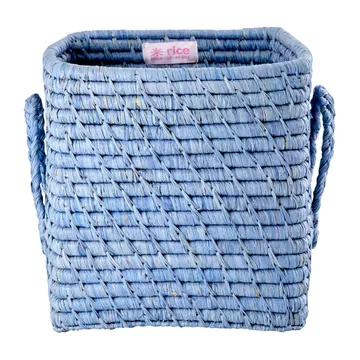 Rice raffiakurv med håndtak 20 x 20 cm - Blue - RICE
