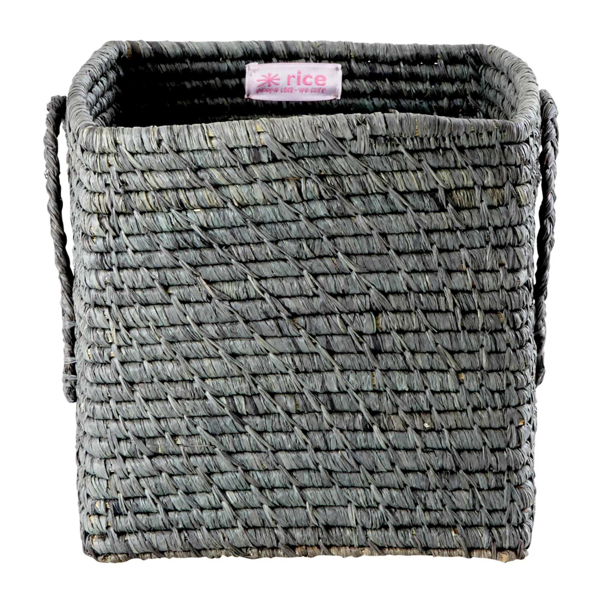Rice raffiakurv med håndtak 20 x 20 cm, Dark grey RICE