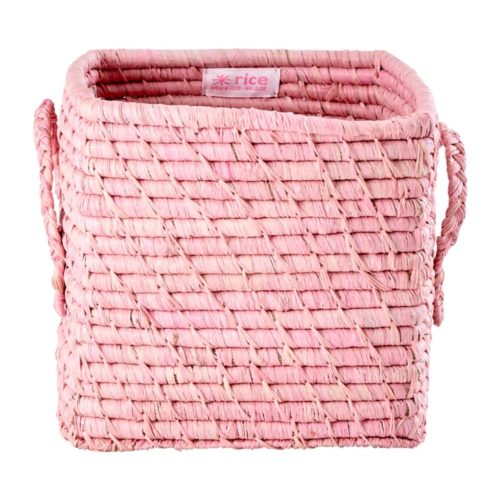 Rice raffiakurv med håndtak 20 x 20 cm - Soft pink - RICE