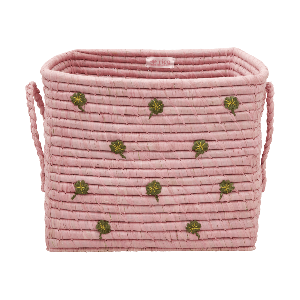 RICE Rice raffiakurv med håndtak 30x30 cm Pink