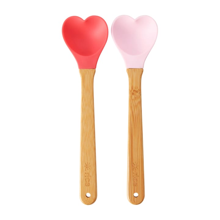 Rice silikonskje med bambusskaft 23 cm 2 deler, Red-pink RICE