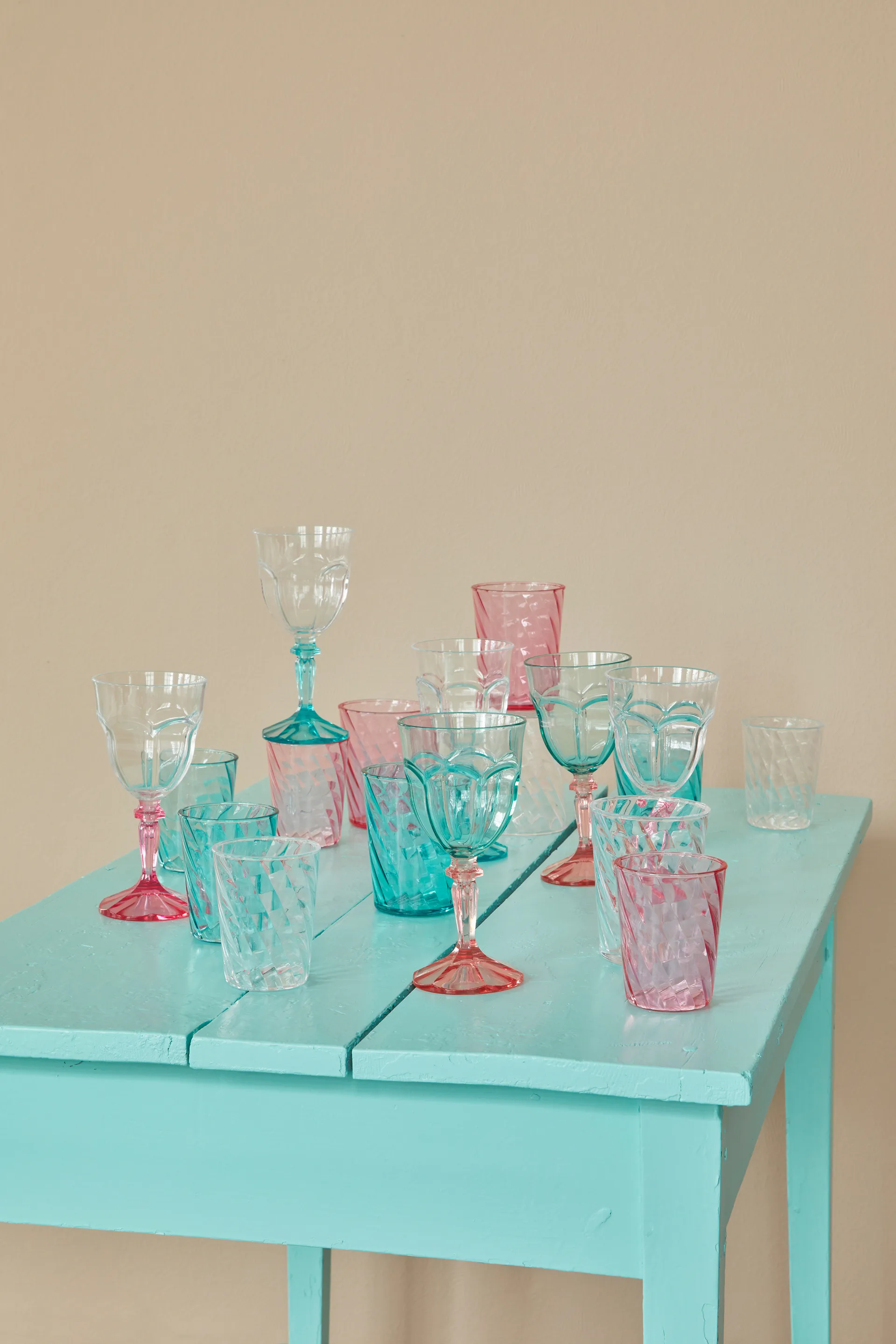 Rice Two Tone vinglass akryl 26,6 cl, Clear-mint RICE