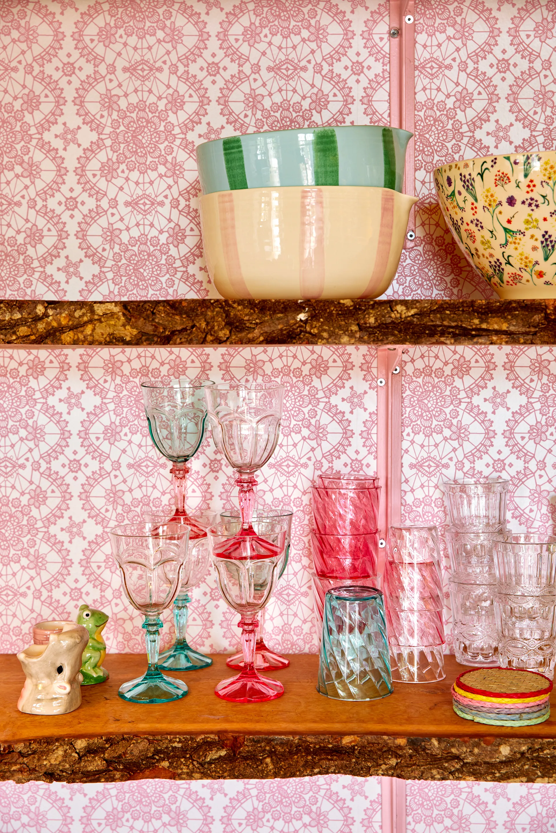 Rice Two Tone vinglass akryl 26,6 cl, Clear-mint RICE