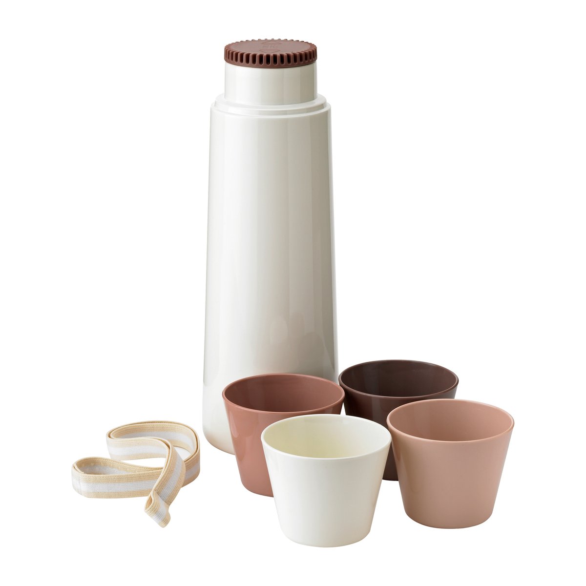 RIG-TIG PICNIC termoflaske med 4 kopper Blossom | Skandinavisk Design | Termoser | Hvit