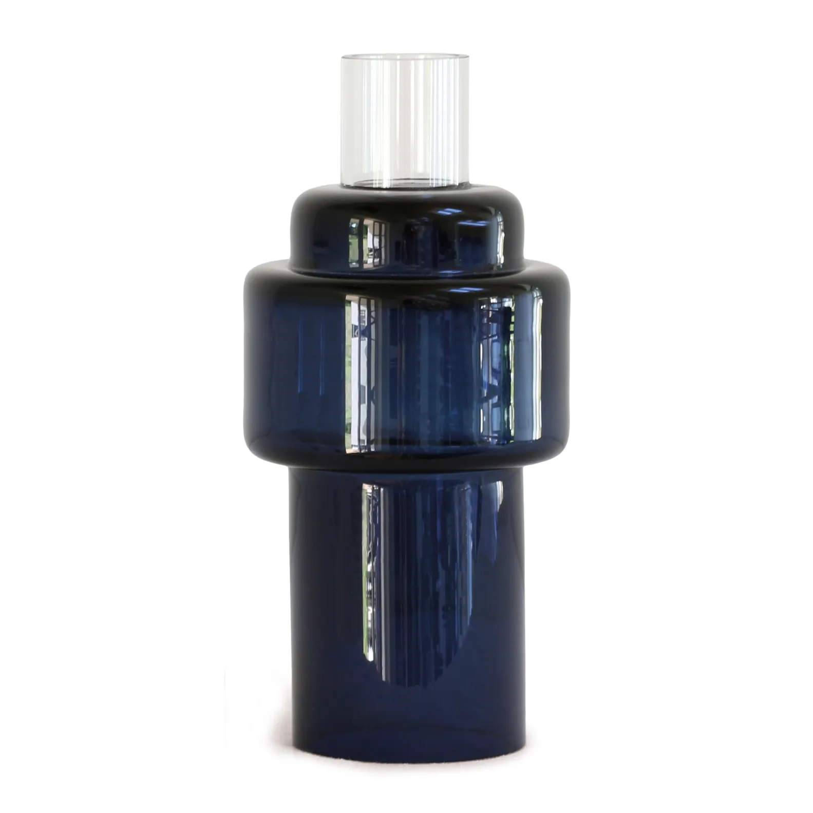 Glass candlestick no. 55, Indigo blue Ro Collection