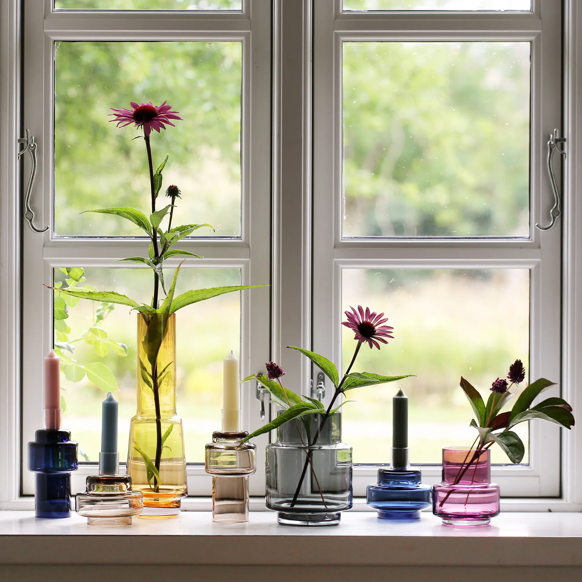 Glass candlestick no. 55, Indigo blue Ro Collection