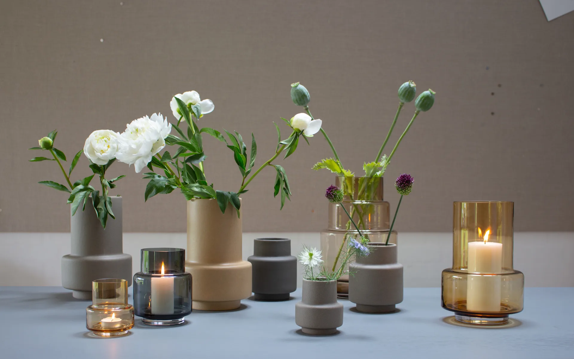 Hurricane vase L Ø17, Soft Ochre Ro Collection