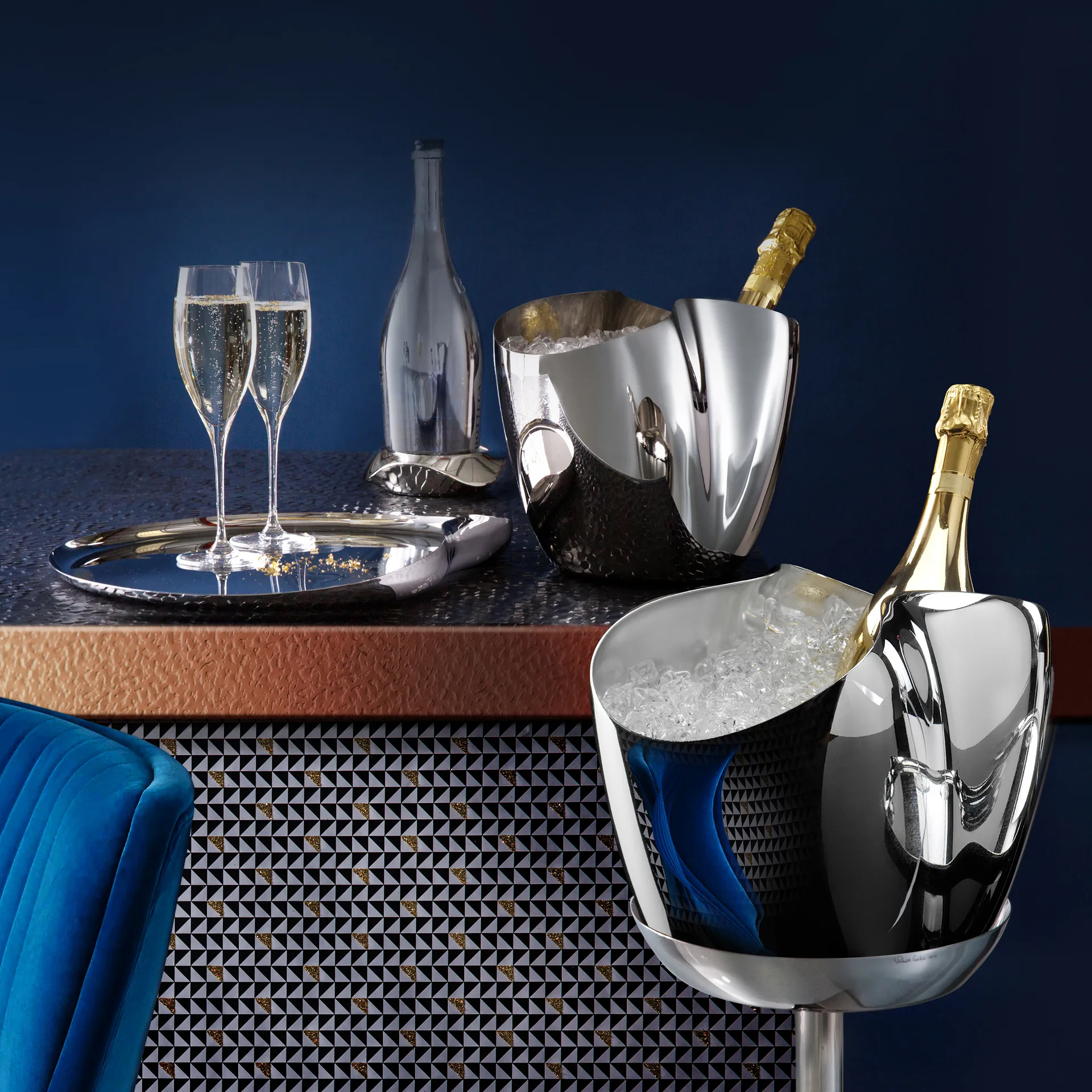 Drift sett til champagnekjøler, Rustfritt stål Robert Welch