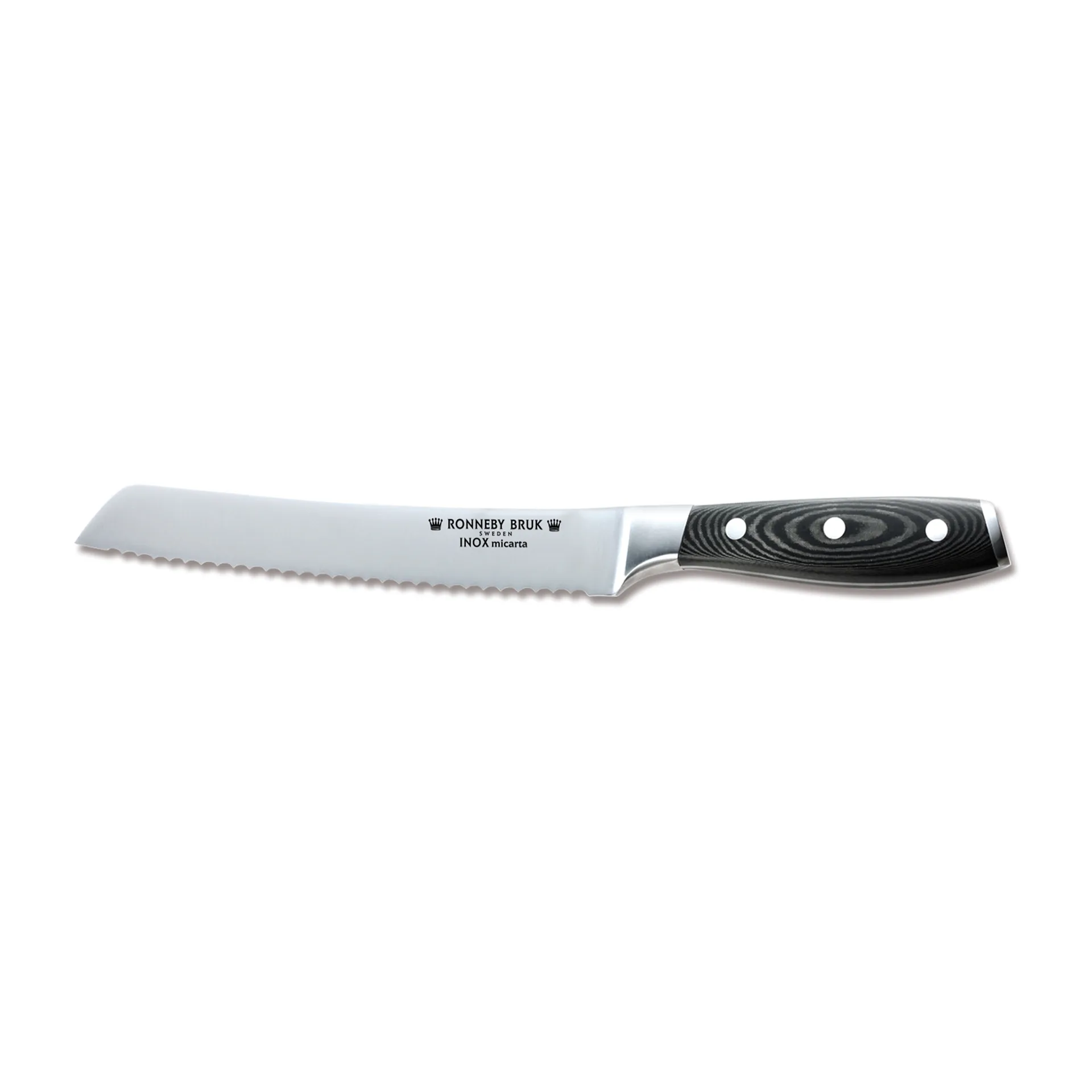 Inox brødkniv 20 cm, Rustfritt stål-Micarta Ronneby Bruk