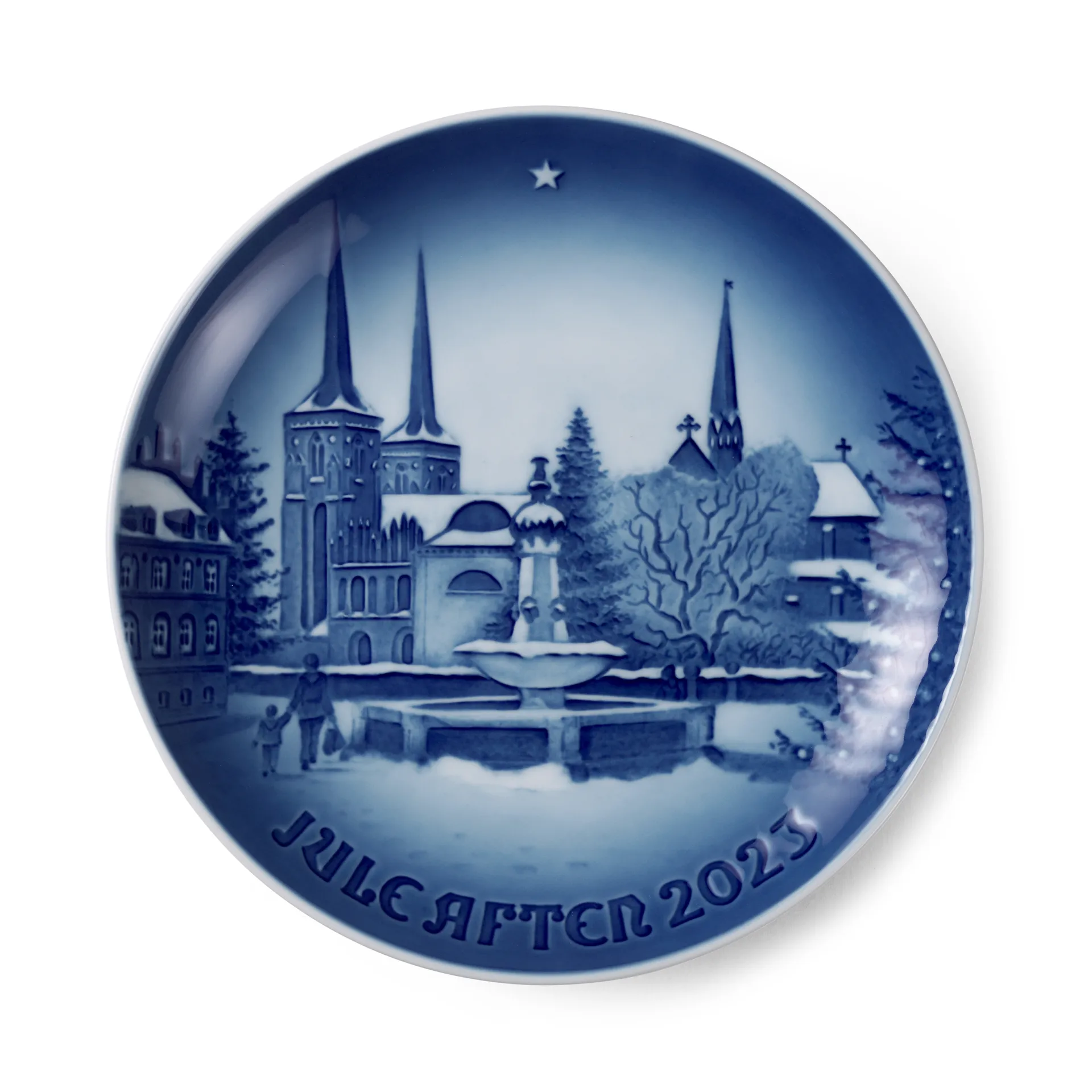 Bing og Grøndahl Collectibles juletallerken 2023, Christmas in Roskilde Ø 18 cm Royal Copenhagen