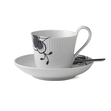Black Fluted Mega kopp med skål 2 - 25 cl med hank - Royal Copenhagen