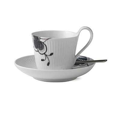 Black Fluted Mega kopp med skål 2, 25 cl med hank Royal Copenhagen