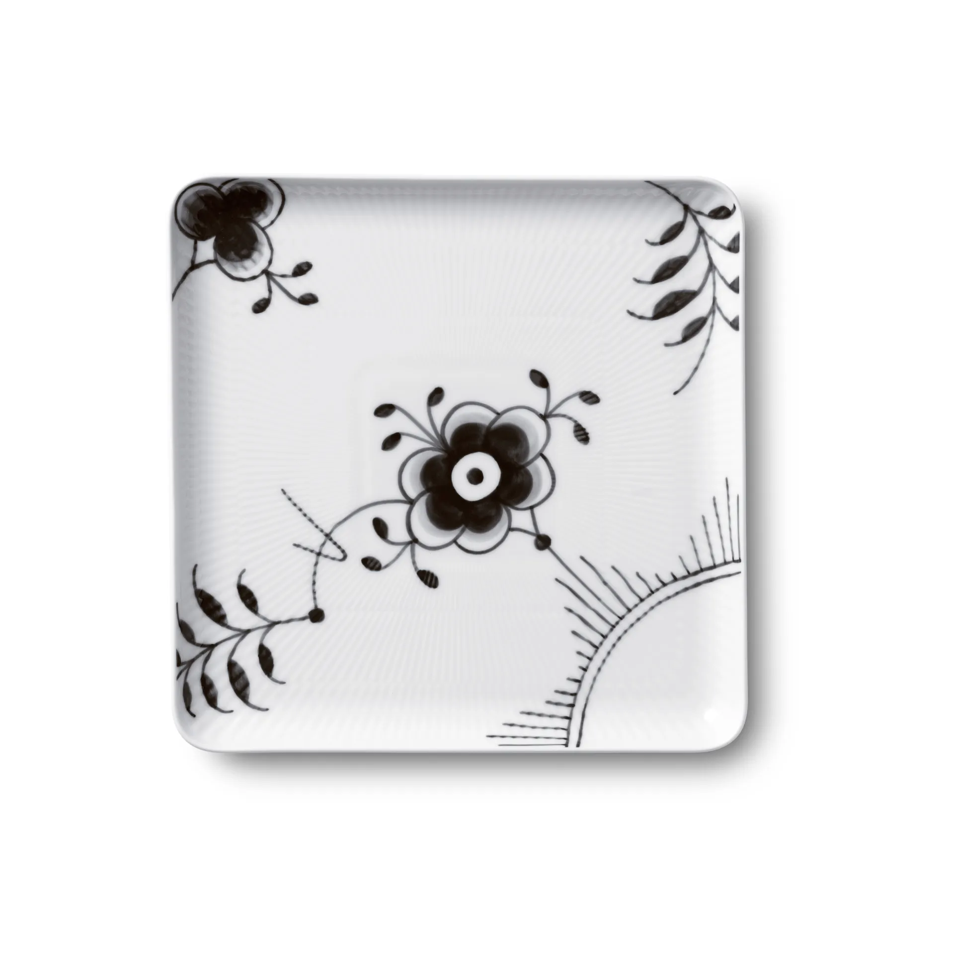 Black Fluted Mega kvadratisk tallerken, 20x20 cm Royal Copenhagen