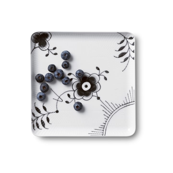 Black Fluted Mega kvadratisk tallerken, 20x20 cm Royal Copenhagen