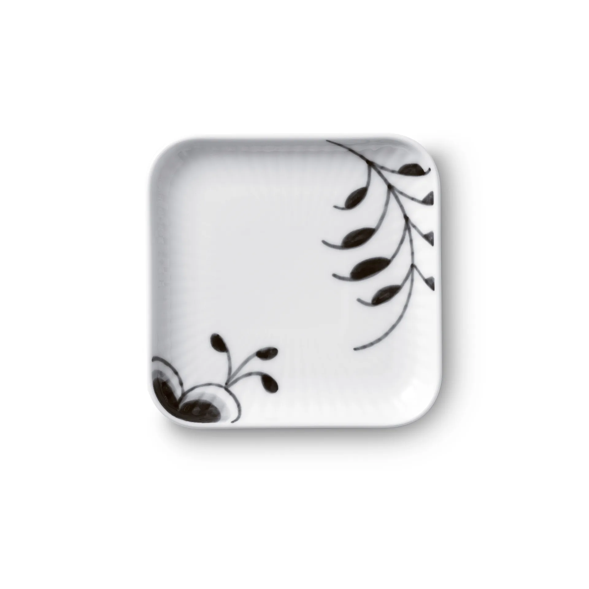 Black Fluted Mega kvadratisk tallerken, 9x9 cm Royal Copenhagen