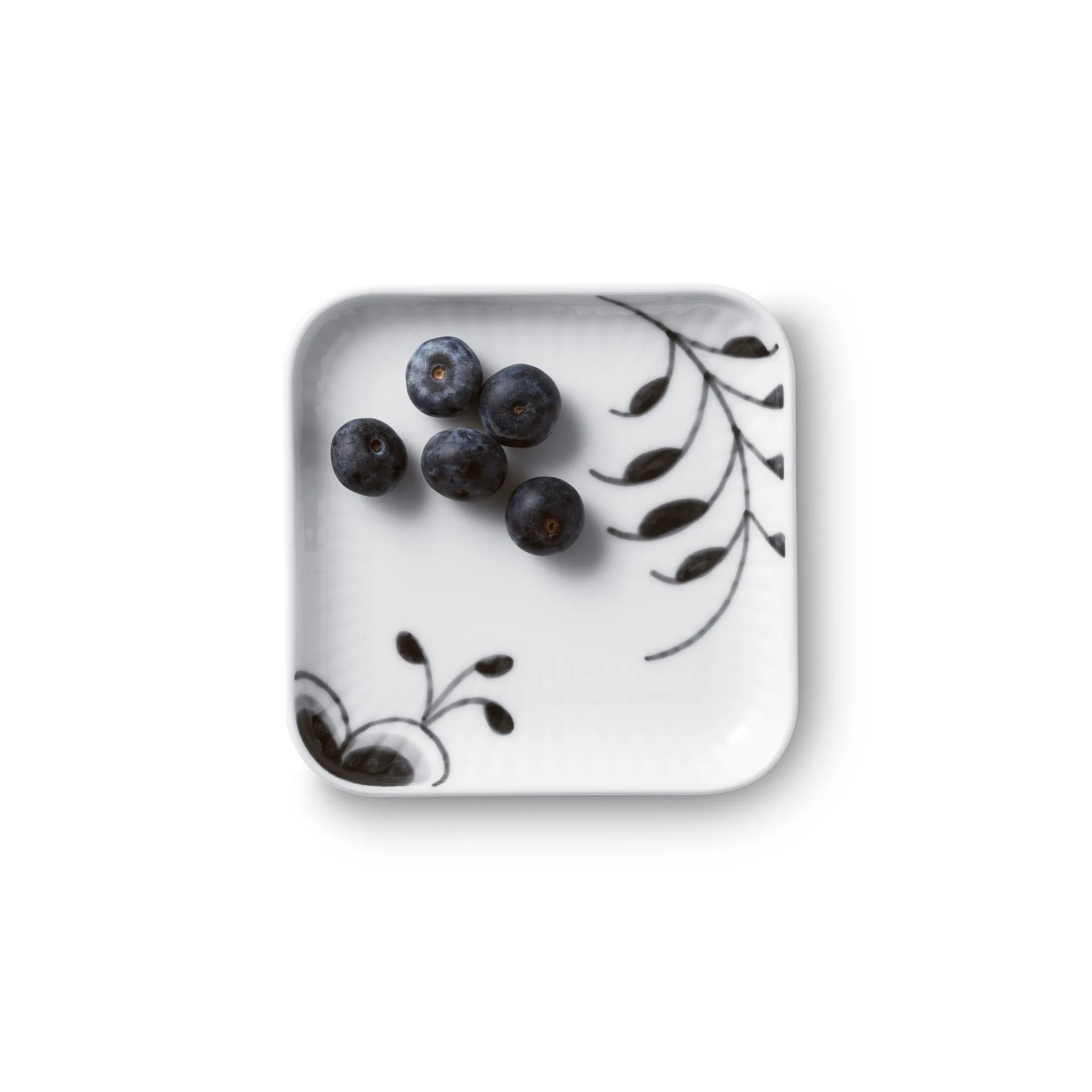 Black Fluted Mega kvadratisk tallerken, 9x9 cm Royal Copenhagen