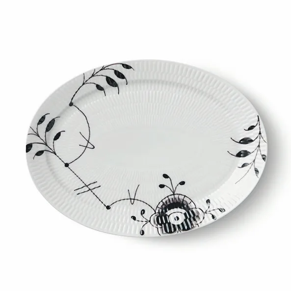 Black Fluted Mega ovalt fat, 28 cm Royal Copenhagen