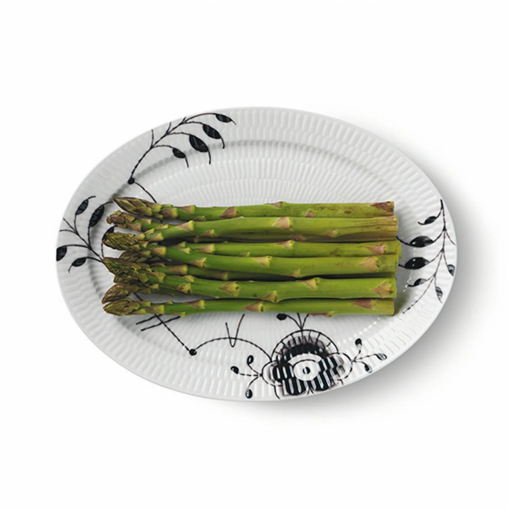 Black Fluted Mega ovalt fat, 28 cm Royal Copenhagen