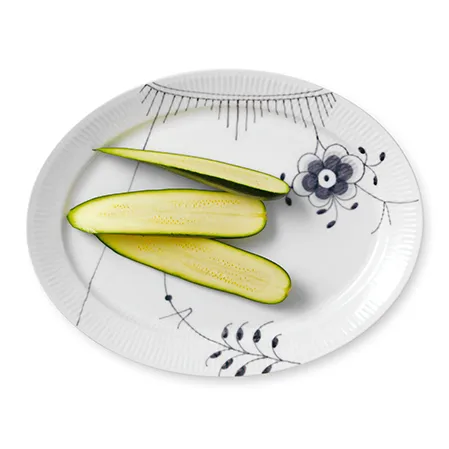 Black Fluted Mega ovalt fat, 33 cm Royal Copenhagen