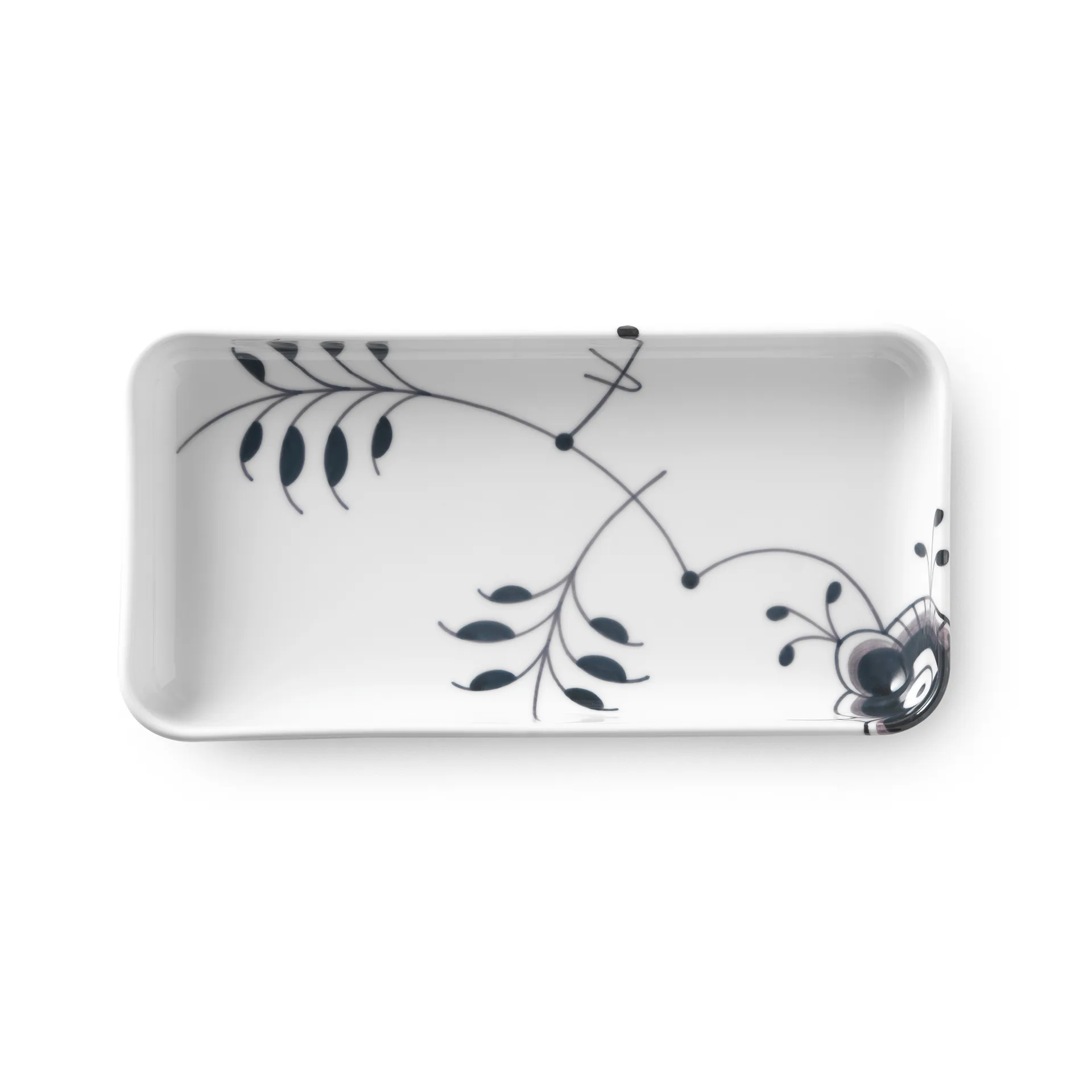 Black Fluted Mega rektangulært fat, 24 cm Royal Copenhagen