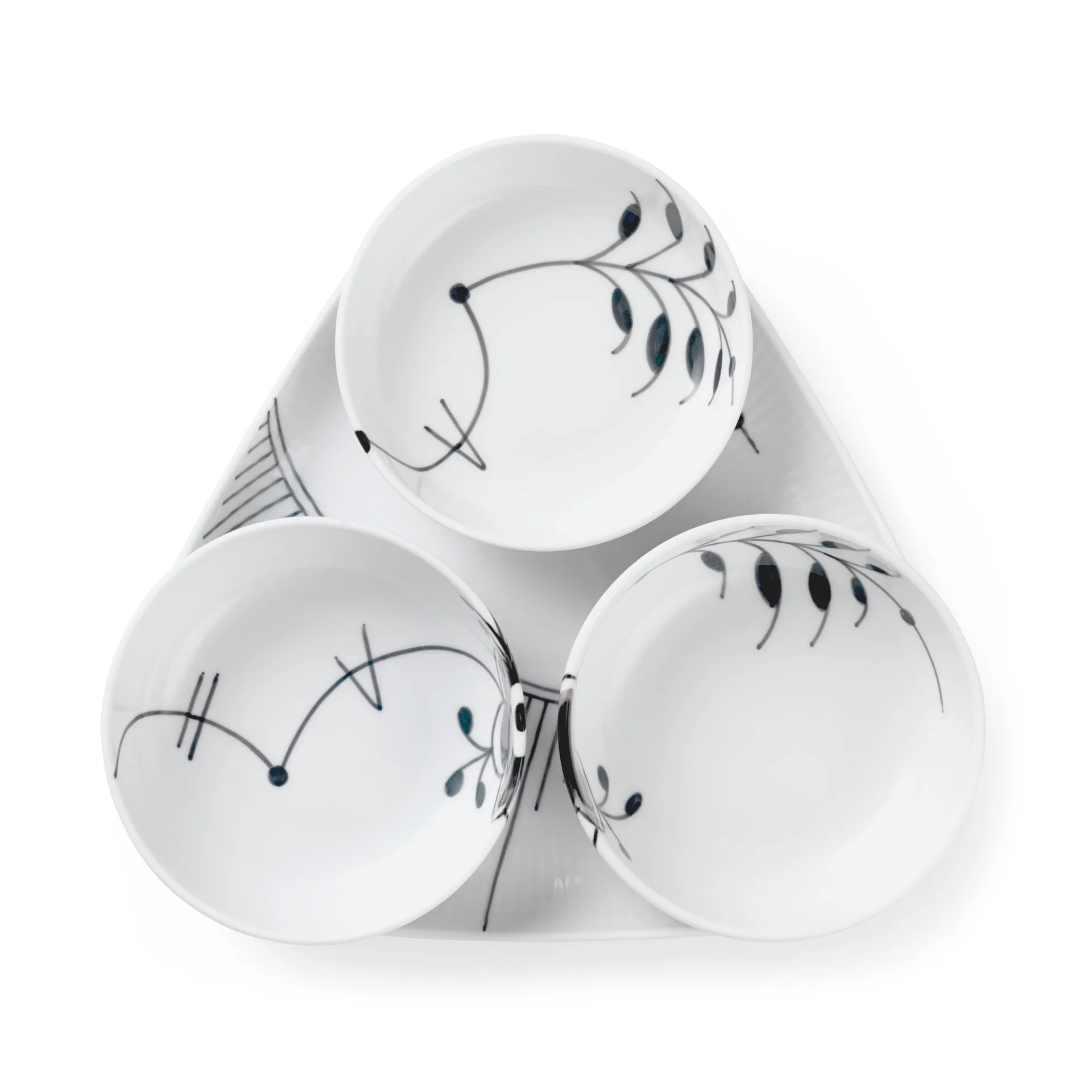 Black Fluted Mega serveringssett 4 deler, Svart-hvit Royal Copenhagen