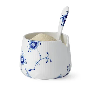 Blue Elements sukkerskål med skje, 20 cl Royal Copenhagen