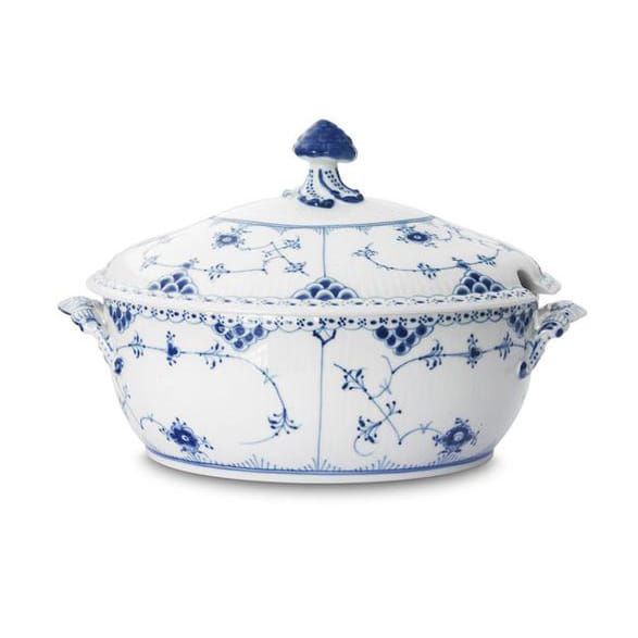 Blue Fluted Half Lace suppeterien - 2 l - Royal Copenhagen