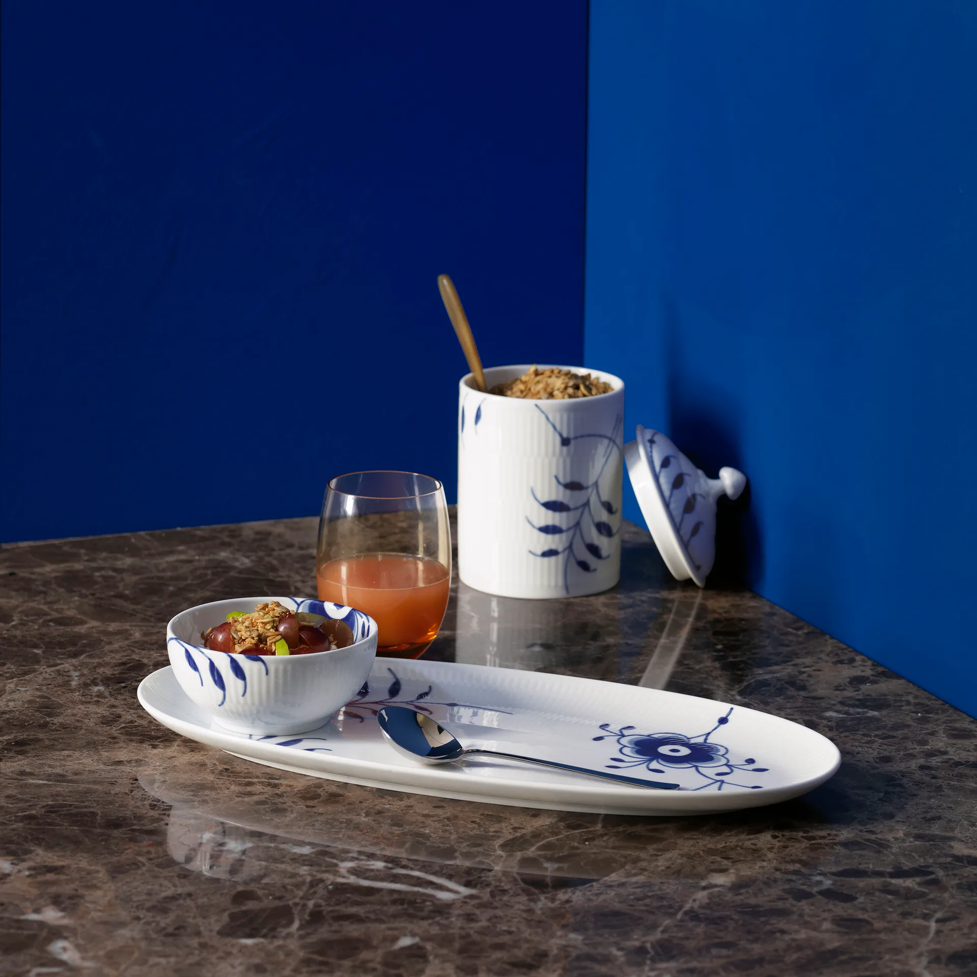 Blue Fluted Mega boks med lokk, 16 cm Royal Copenhagen