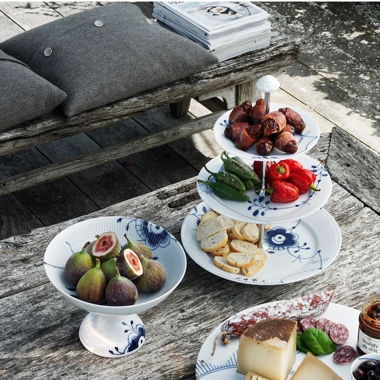 Blue Fluted Mega etasjefat, 35 cm Royal Copenhagen