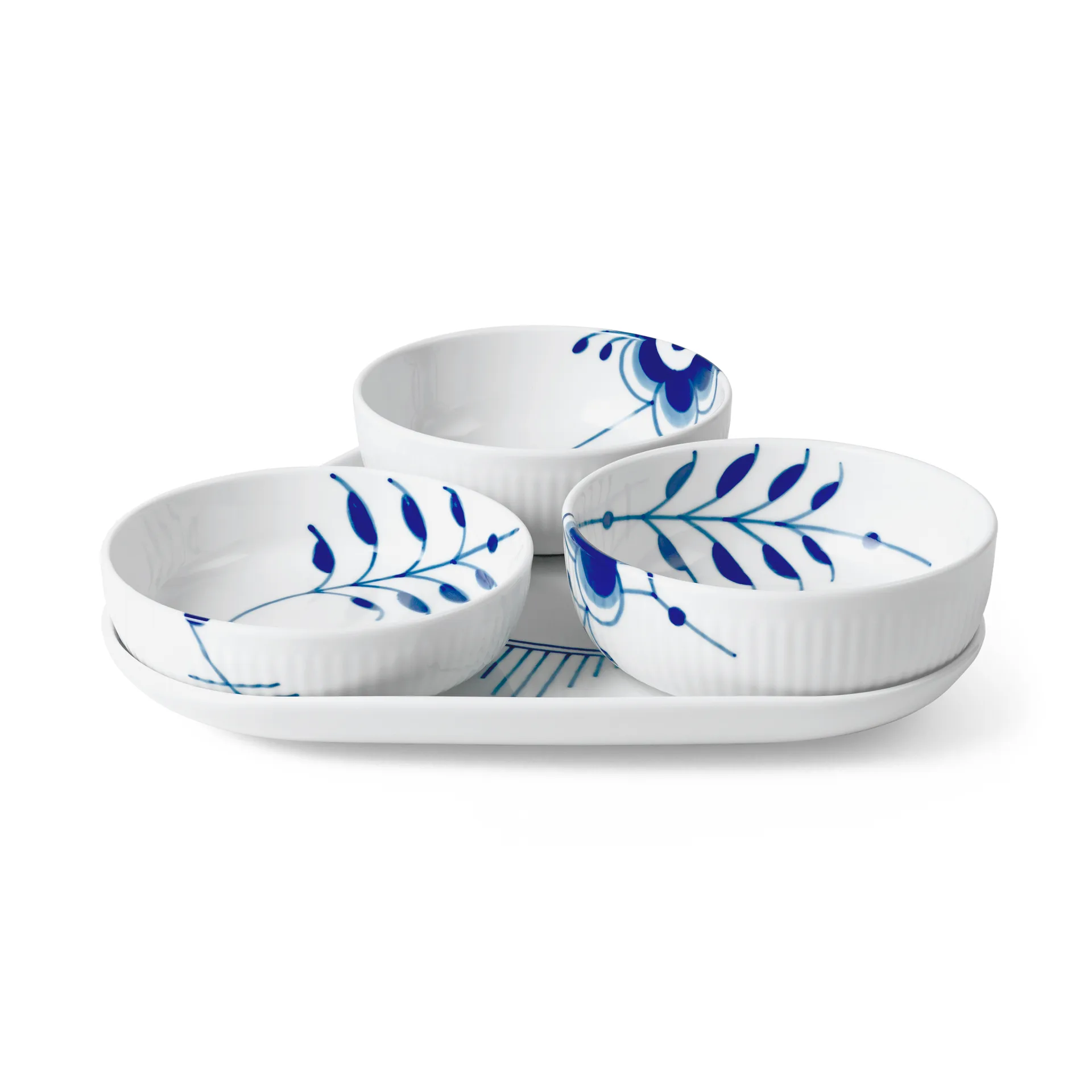 Blue Fluted Mega serveringssett 4 deler, Blå-hvit Royal Copenhagen