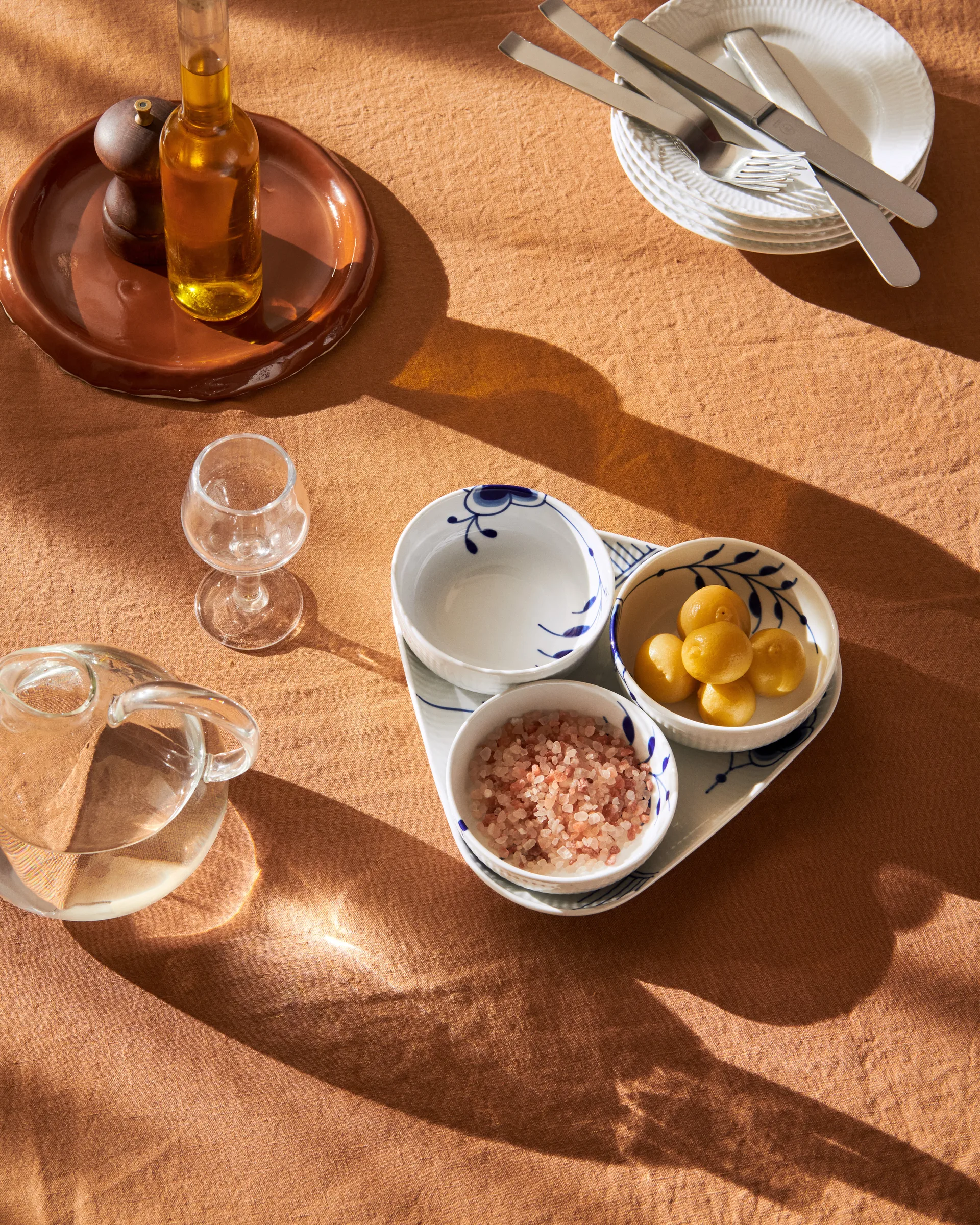 Blue Fluted Mega serveringssett 4 deler, Blå-hvit Royal Copenhagen