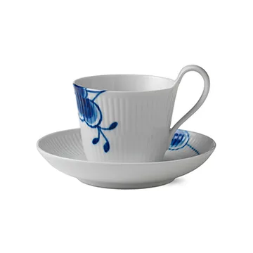 Blue Fluted Mega tekopp med skål - 25 cl - Royal Copenhagen