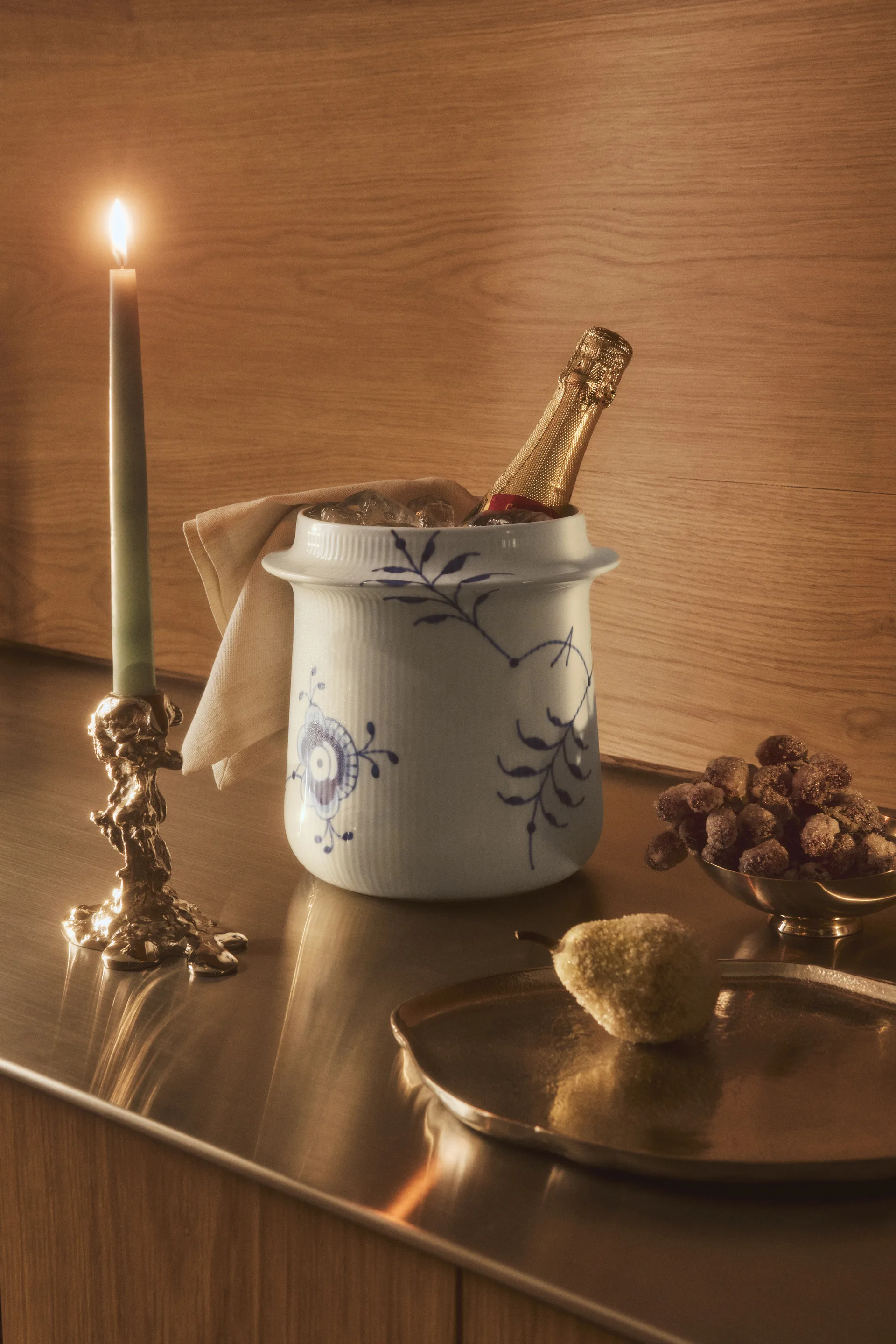 Blue Fluted Mega vinkjøler 21,5 cm, White-blue Royal Copenhagen