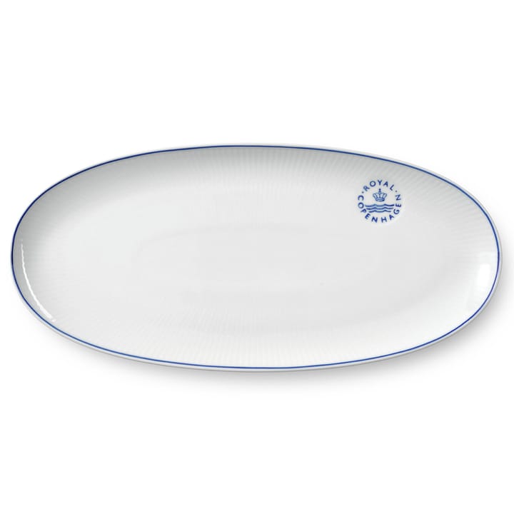 Blueline fat ovalt 37 cm, Hvit-blå Royal Copenhagen