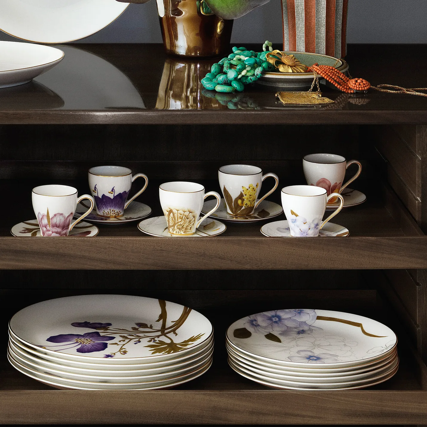 Flora espressokopp med fat 6-stk., 10 cl Royal Copenhagen