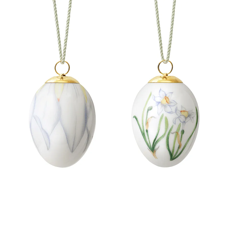 Royal Copenhagen påskeegg 2022 6 cm 2 deler, Poetens påskelilje knopp & blad Royal Copenhagen