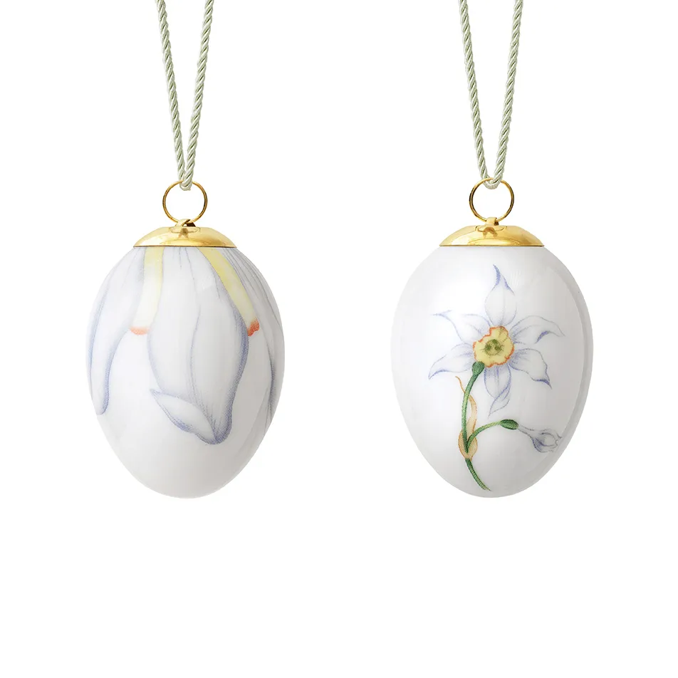 Royal Copenhagen påskeegg 2022 6 cm 2 deler, Poetens påskelilje knopp & blad Royal Copenhagen
