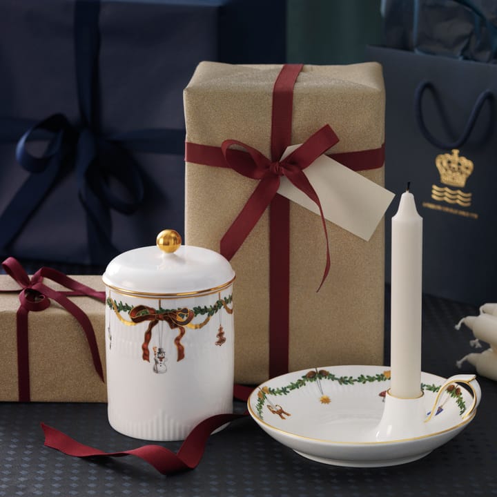 Star Fluted Christmas årboks med lokk, hvit Royal Copenhagen