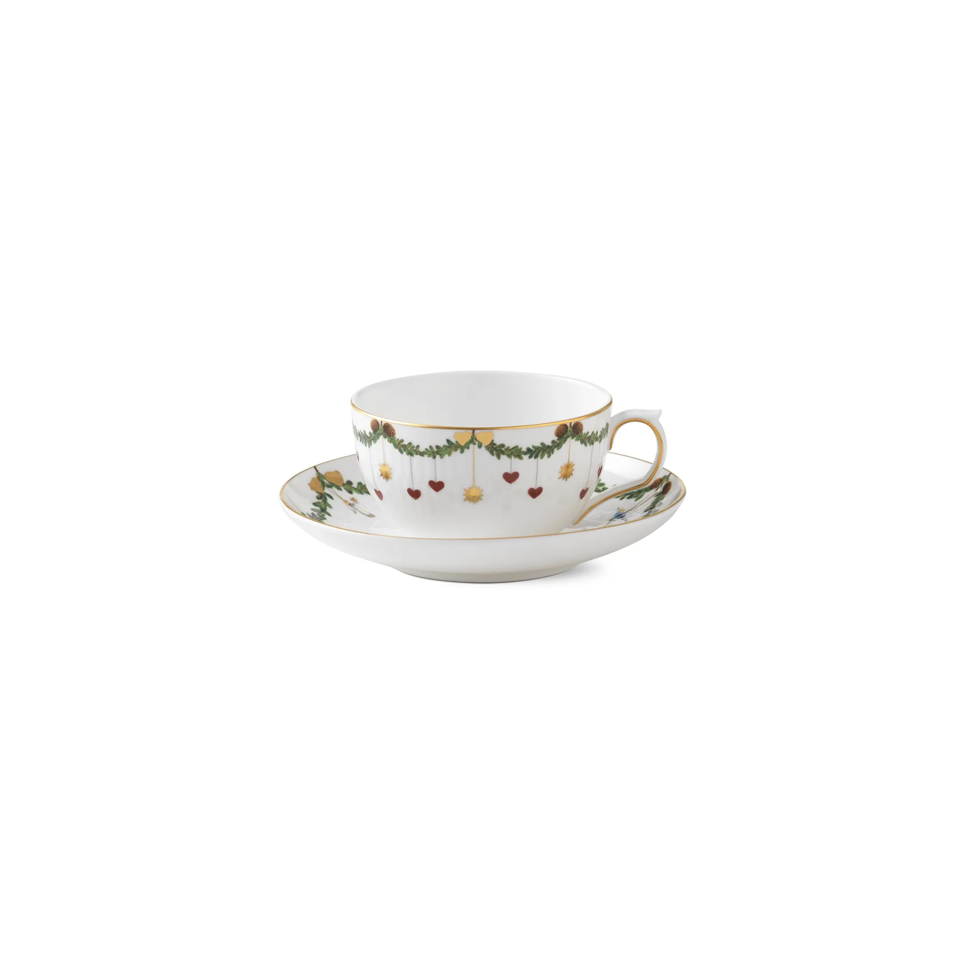 Star Fluted Christmas kopp med tefat, 32 cl - lav hank Royal Copenhagen